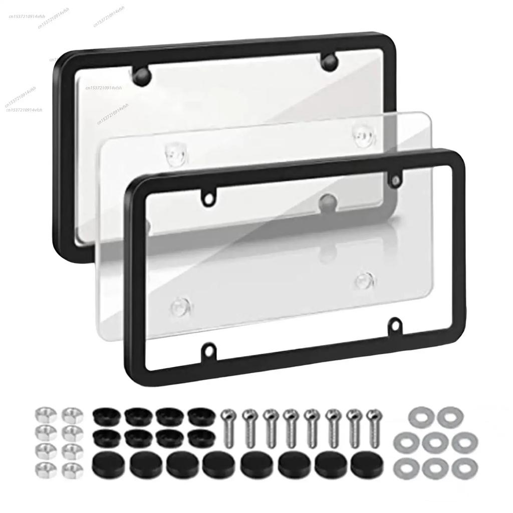 2PCS Universal American License Plate Frame with Screws Number Plate Car Plate Frame 6Inchx12inch for Truck Vehicles Auto