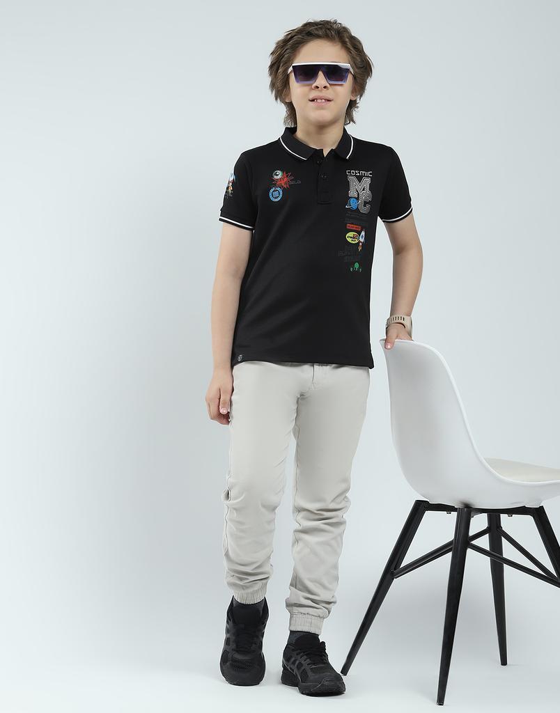 MONTE CARLO Boys's Regular Fit Printed Polo Half Sleeve T-Shirt