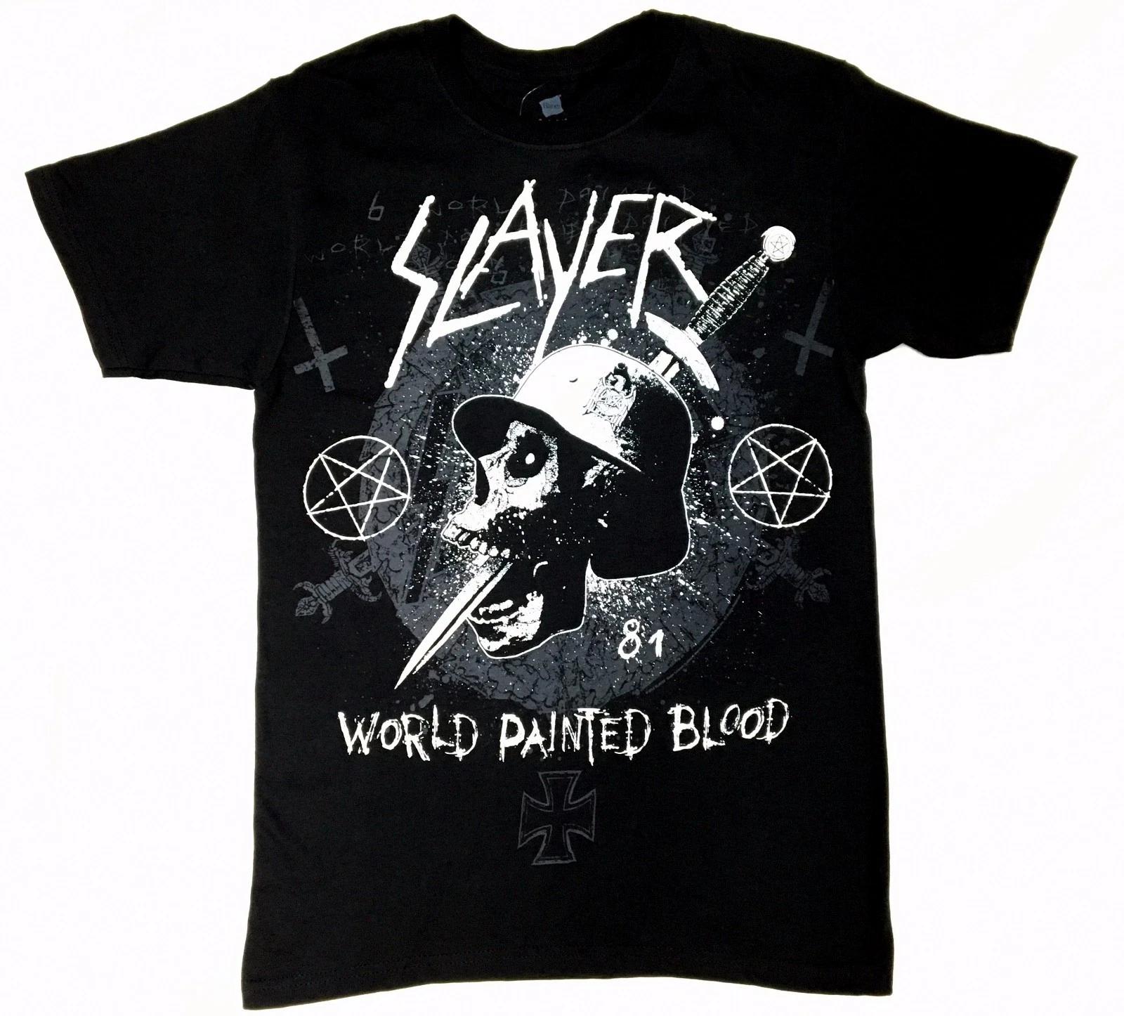 

Slayer WORLD PAINTED BLOOD DAGGER SKULL T-Shirt NEW S-4XL Licensed & Authentic 2XL