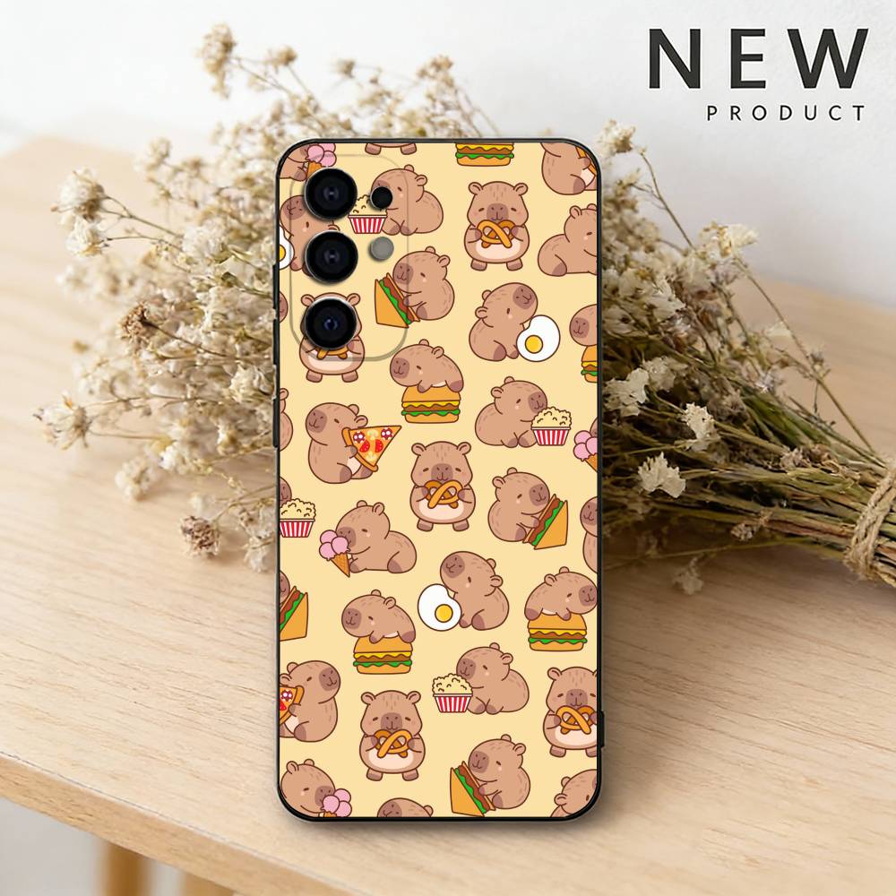 Süße C-Capybara Handyhülle Für Samsung S26,25,24,23,22,30,21,10,9,Ultra,Plus,Lite Schwarze Weiche Hülle