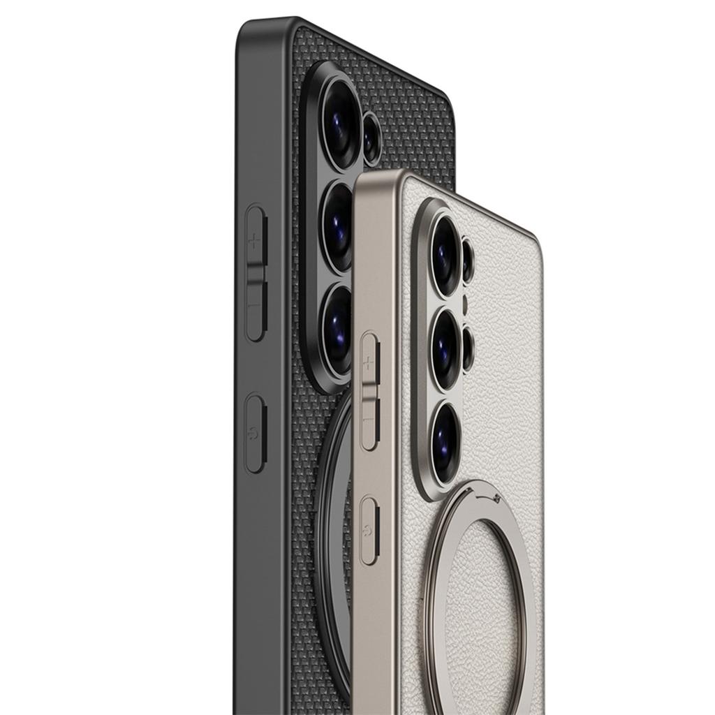 Electroplate Magnetic Rotating Ring Holder Phone Case for Samsung Galaxy S26 S25 S24 Ultra Leather Shockproof Protective Cover