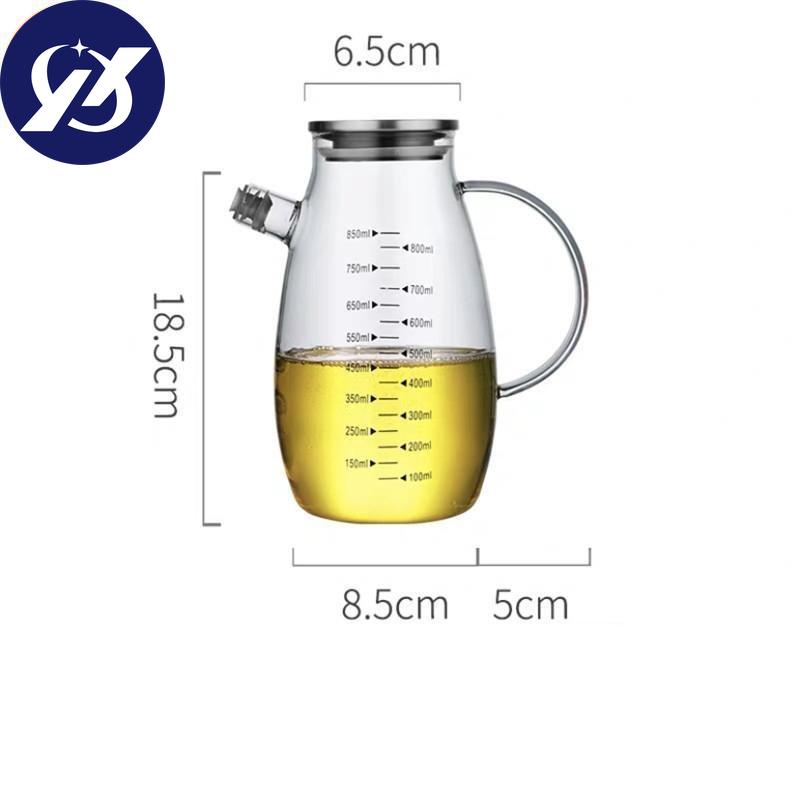 Glass Oil Pot Leak-proof Oil Bottle with Scale Kitchen Cooking Tool Vinegar Soy Sauce Bottle Gravy Boat