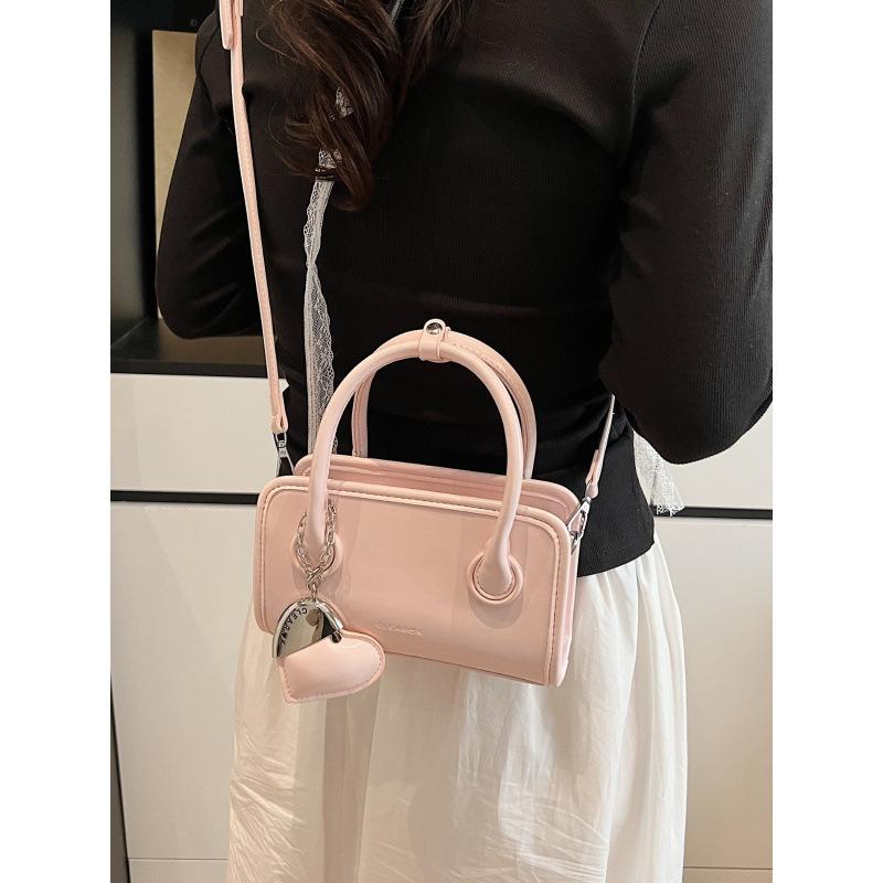 2025 New Fashion Versatile Bowling Handbag Solid Color PU Styling Pillow Bag One Shoulder Crossbody Bag Small Square Bag