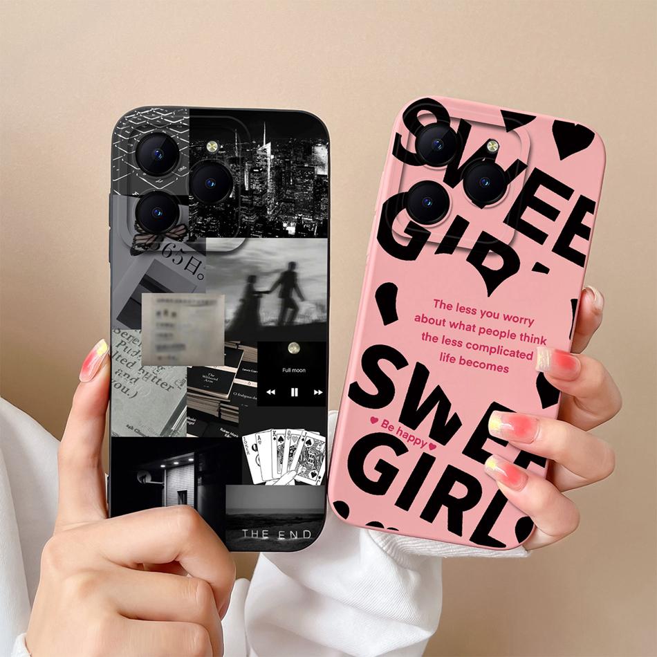 Case For Realme C61 C63 Cute Girl Phone Covers For Realme C 61 Camera Protection Liquid Silicone Anti Drop Soft Back Cover Capa