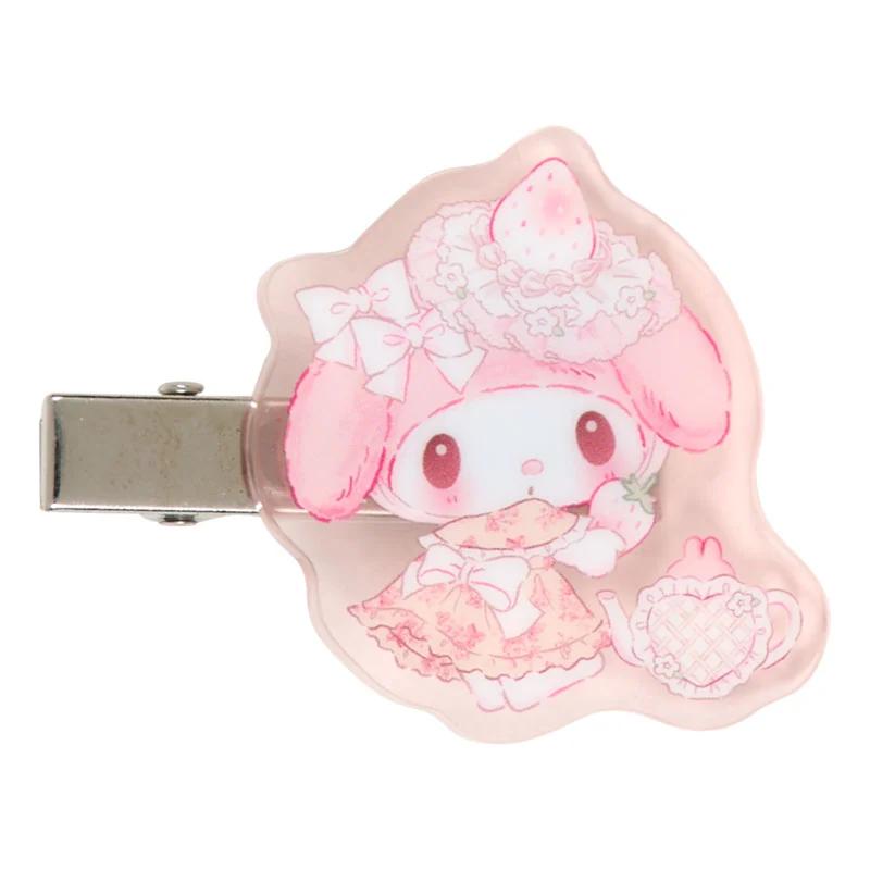 Sanrio My Melody Acrylic Hair Clip (White Strawberry Tea Time) Japan NEW