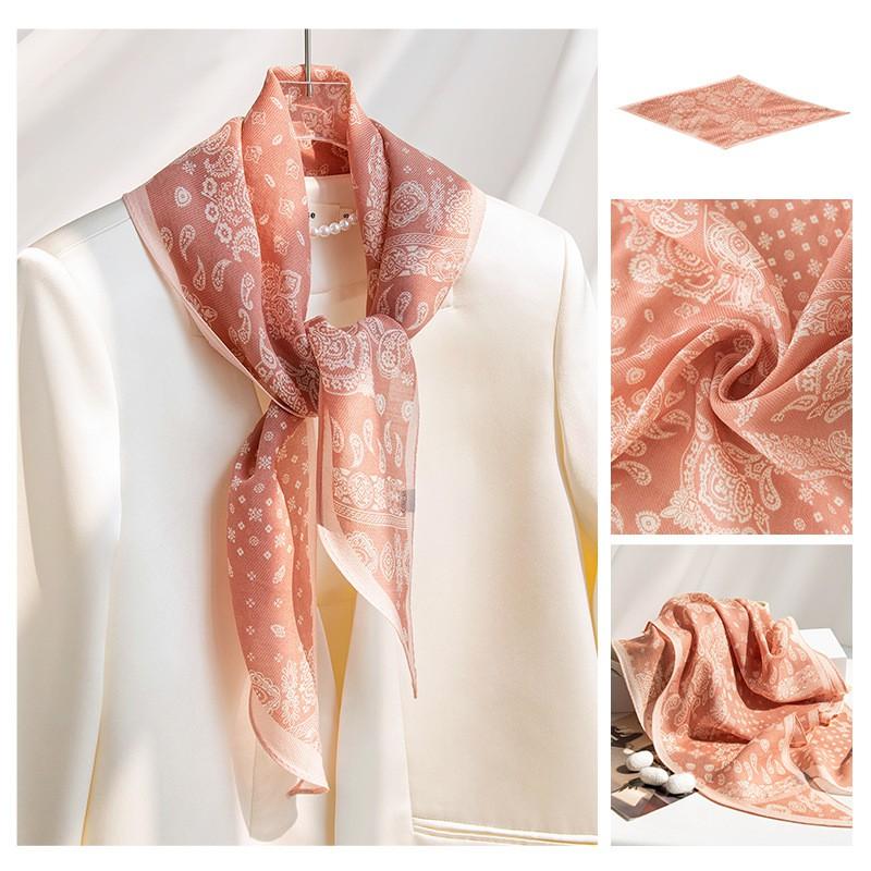 2026 Womens Silk Scarf Long Striped Leopard Print White Edge Fashion