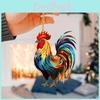 Playful Acrylic Rooster Flat Ornament For Merry Christmas Car Interior Decor