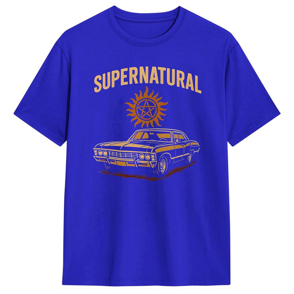 Impala Supernatural115 Carry On The Winchester Way T Shirt Unisex Cotton Unique TShirts O Neck Tees Short Sleeve Clothes Gift