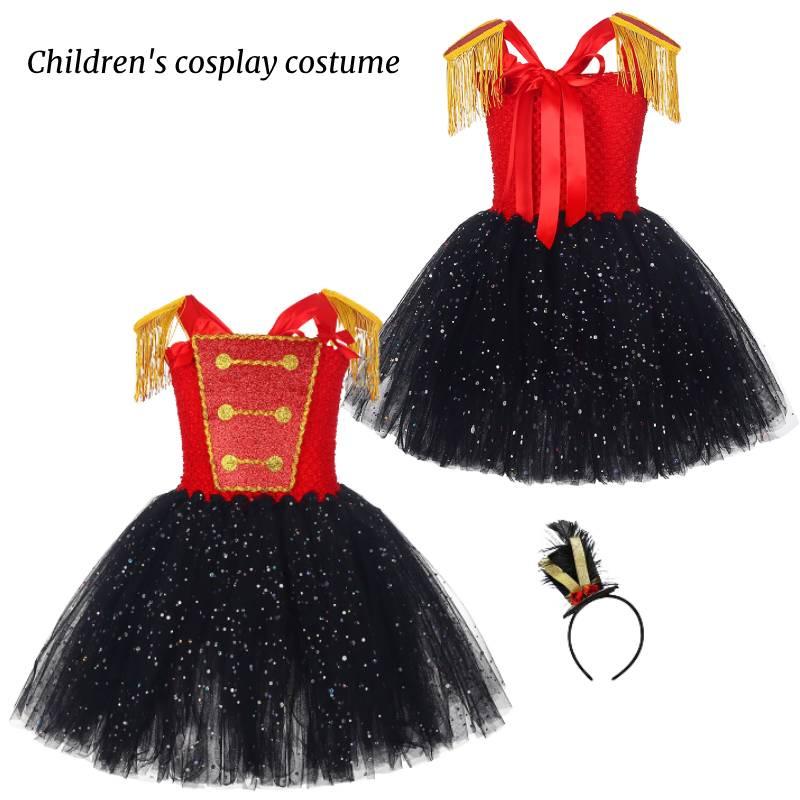 Elegant Nutcracker Dress With Sequin Accents Cosplay Outfit For Girls On Halloween