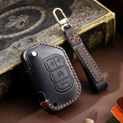 Car Key Cover Is Suitable for Jeep Jeep Wrangler Key Cover, Purely Handmade Leather.