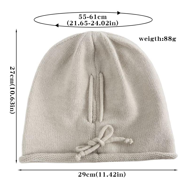 Drawstring Baggy Slouchy Beanie Bonnet For Women Autumn Winter Ear Keep Warm Skullies Cap Fashion Girl Kint Woolen Hat