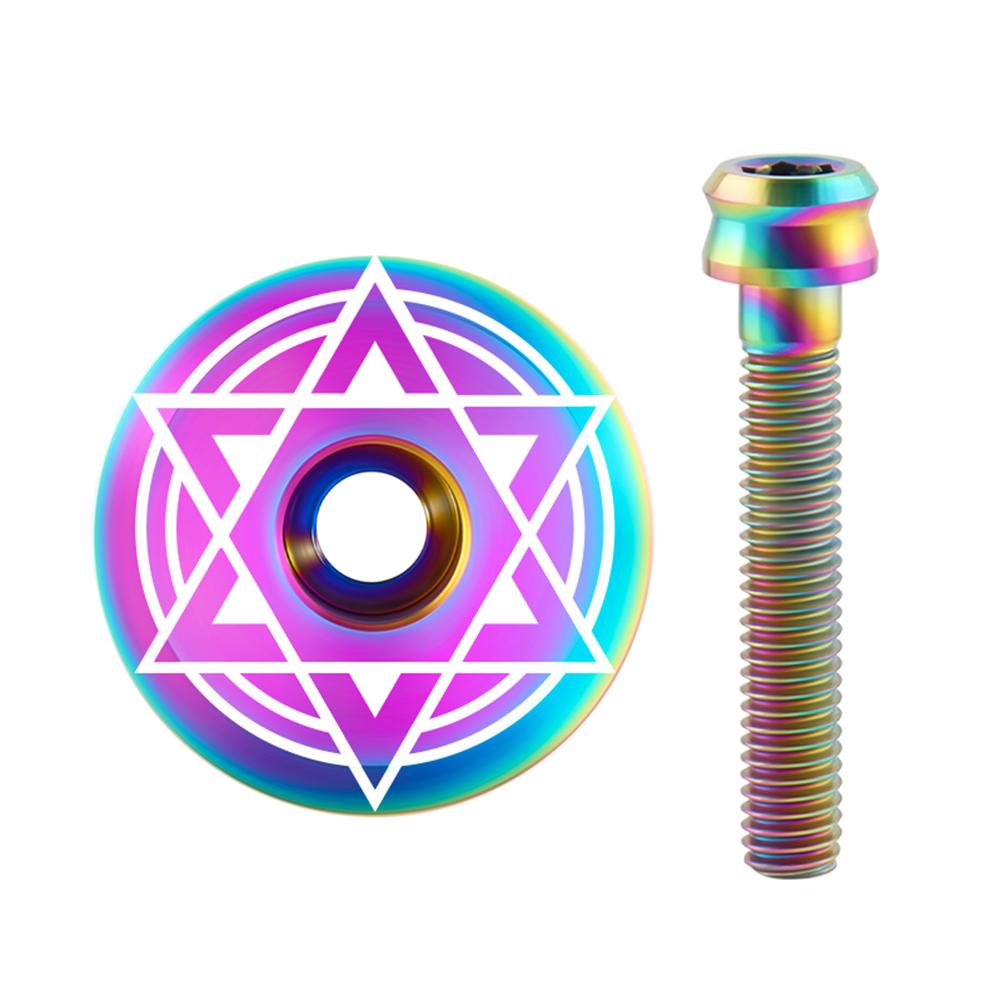 Titanium Headset Stem Top Cap Bicycle Headset Top Cover W/ Bolt M6 Steerer Fork Tube Headset Cap Cover MTB Headset Top Cap
