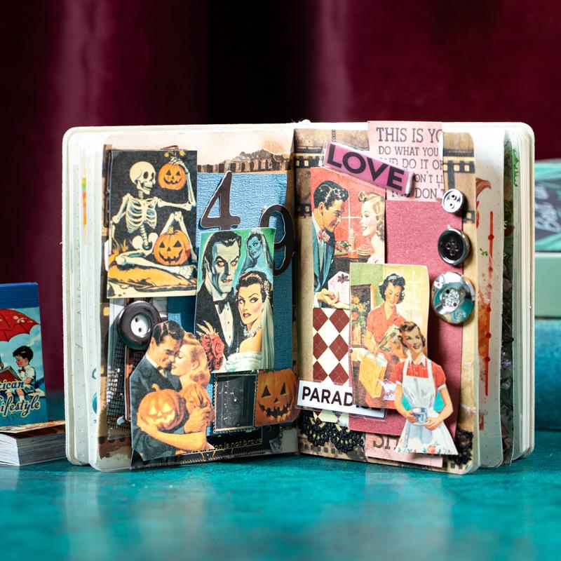 Retro Theme Sticker Book - American Life Series, Small Size for Journaling and Collage