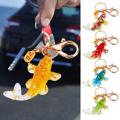 Goldfish Keychain Handmade Natural Resin Fish Pendant Keyring Bag Car Key Accessories Whimsical Office Decor