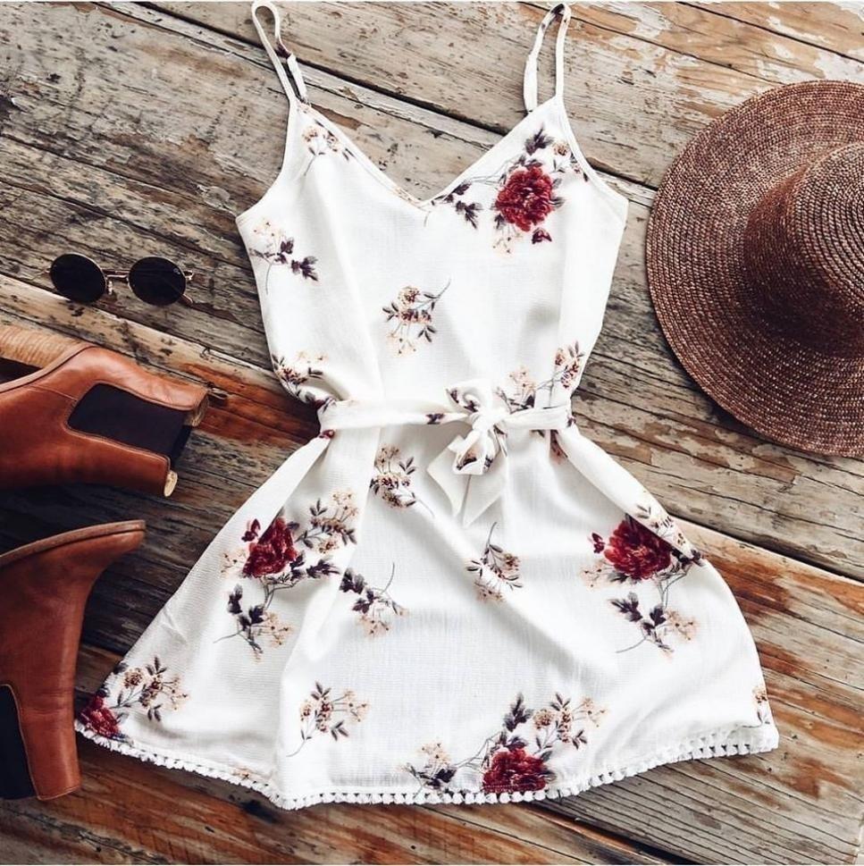Floral Casual Short Dress Cocktail Evening Women Club Party Loose Skirt Sundress