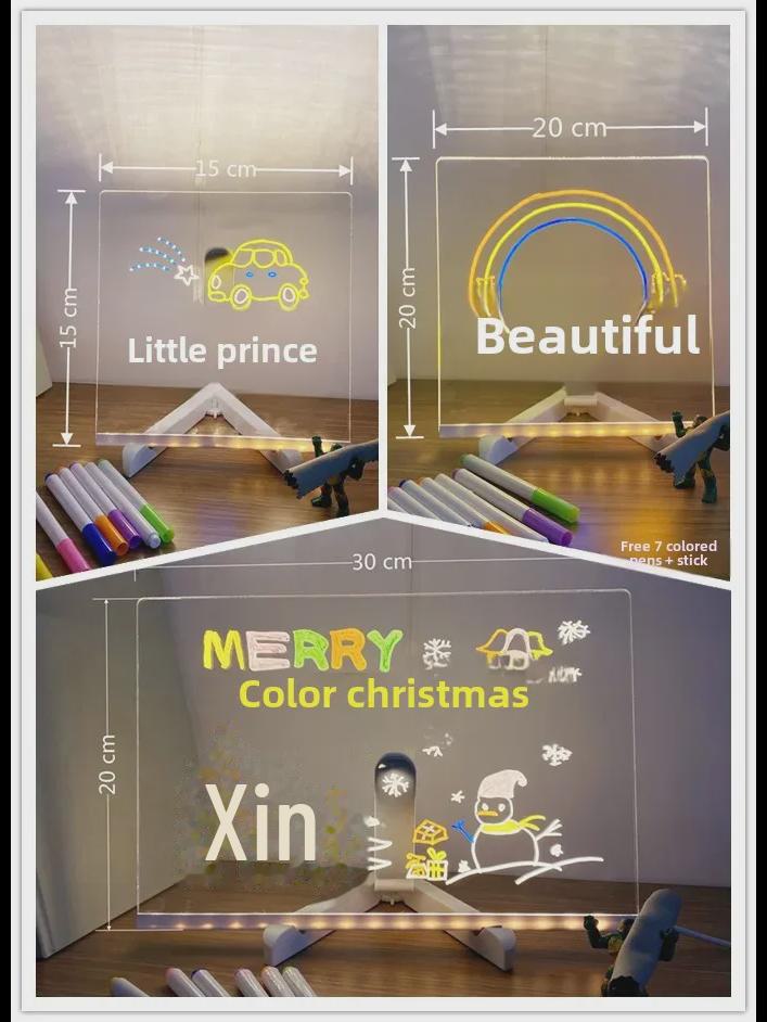 Beleuchtete Acryl-Schreibtafel für Kinder – löschbar, eigenständig, Cartoon-Design mit Licht