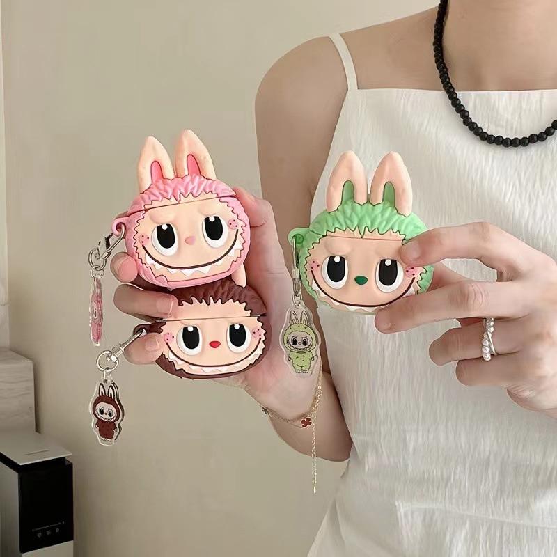 Cartoon Labubu Cute Wireless Earphone With Protective Case And Hanging Pendant Rope Bluetooth Earbuds Headphone Headset