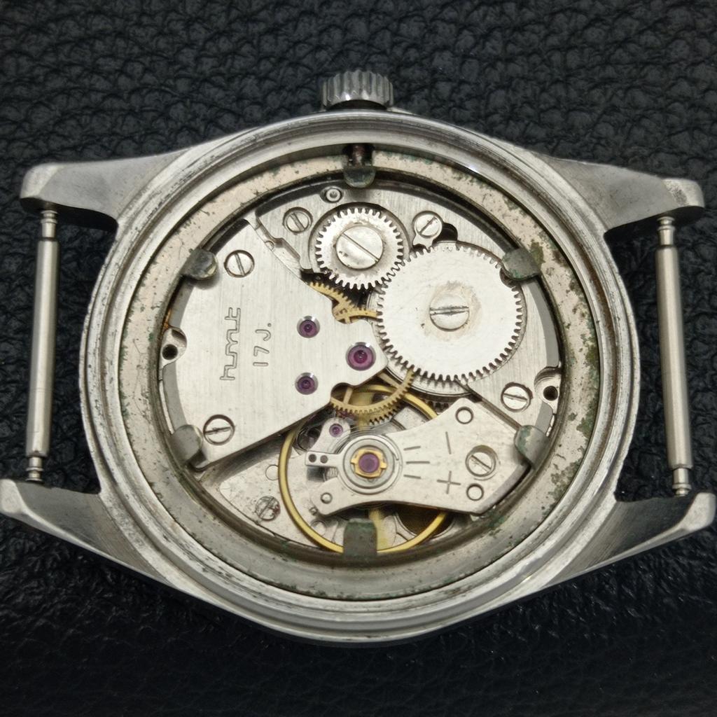 VINTAGE HMT JANATA HAND-WINDING INDIAN MENS GREEN COLOR DIAL WATCH a700083-5 R201-a700083