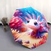 Automatic Open/Close Umbrella with Cute Axolotl (Mexican Walking Fish) - Compact Folding Umbrella, Portable Travel Umbrella Wi