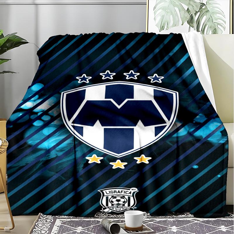 1PC Monter-rey Football Crest Art Printed Soft Flannel Blanket Throw for Adult Bedroom Living Room Sofa Camping Travel Fan gifts Christmas Gifts