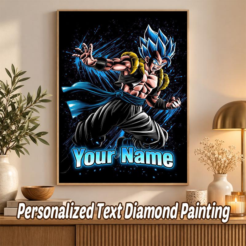 Gogeta Custom Name Diamond Painting Personalized 5D Full Drill DIY Diamond Art Home Decor