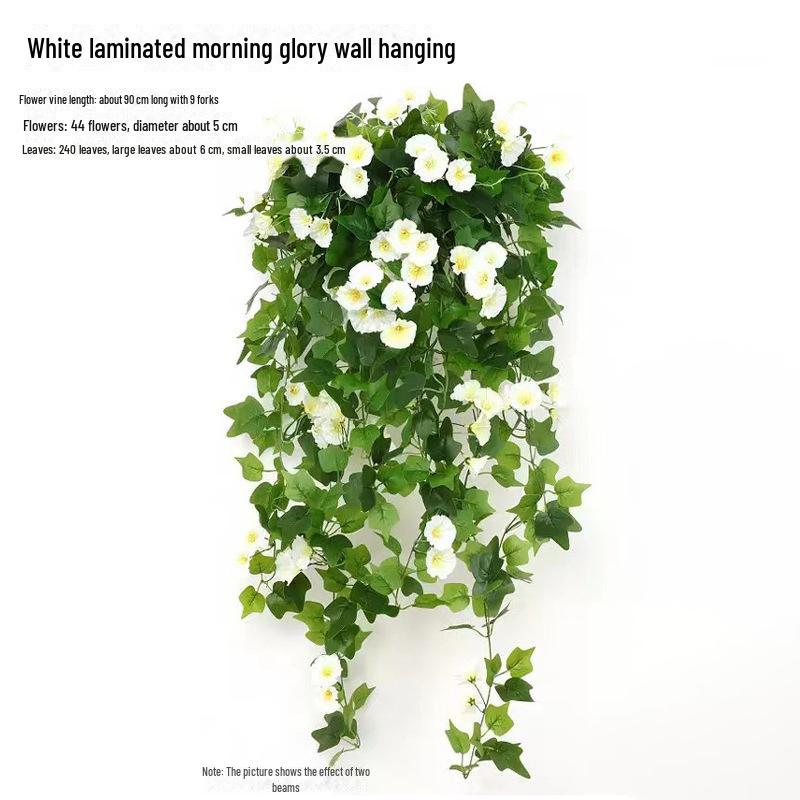 Artificial Morning Glory Wall Hanging Decoration - Green Plant Basket for Living Room