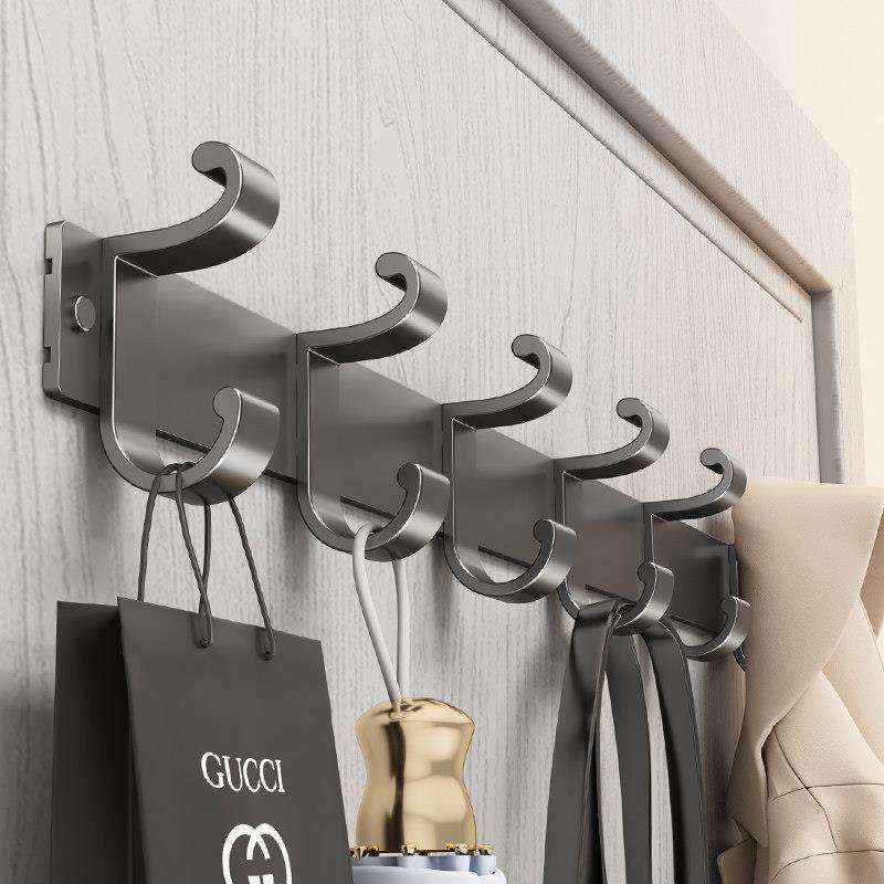 Meiruid Wall-Mounted No-Drill Double-Layer Space Aluminum Coat & Hat Hook