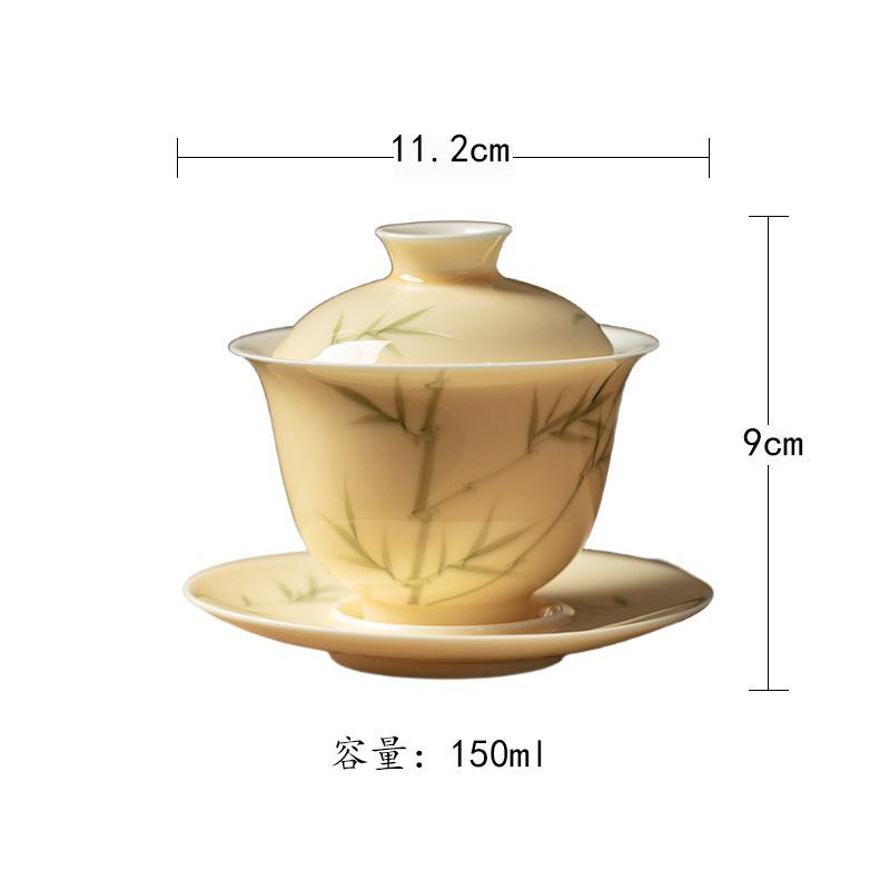 

150ml Hand-painted Bamboo Gaiwan Boutique Tea Tureen Tea Bowl With Lid Kit Tea Brewing Cover Bowl Chinese Tea Set Collection