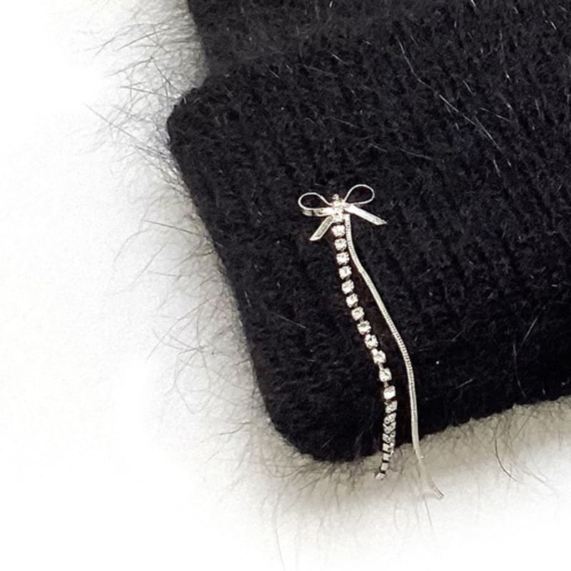 OTHER-worldly Ribbon Chain Angora Beanie [Black]