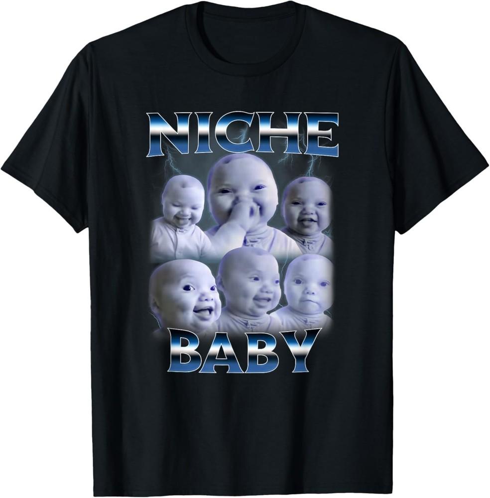Niche Baby AI Holding Back Laugh Genz Meme T-Shirt 4XL