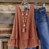 Gilet estivo da donna senza maniche a doppio strato con orlo a balze, top casual ampio