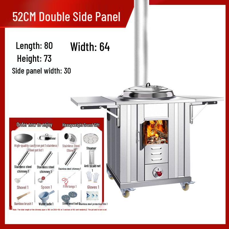 Portable Stainless Steel Wood Stove for Outdoor Cooking