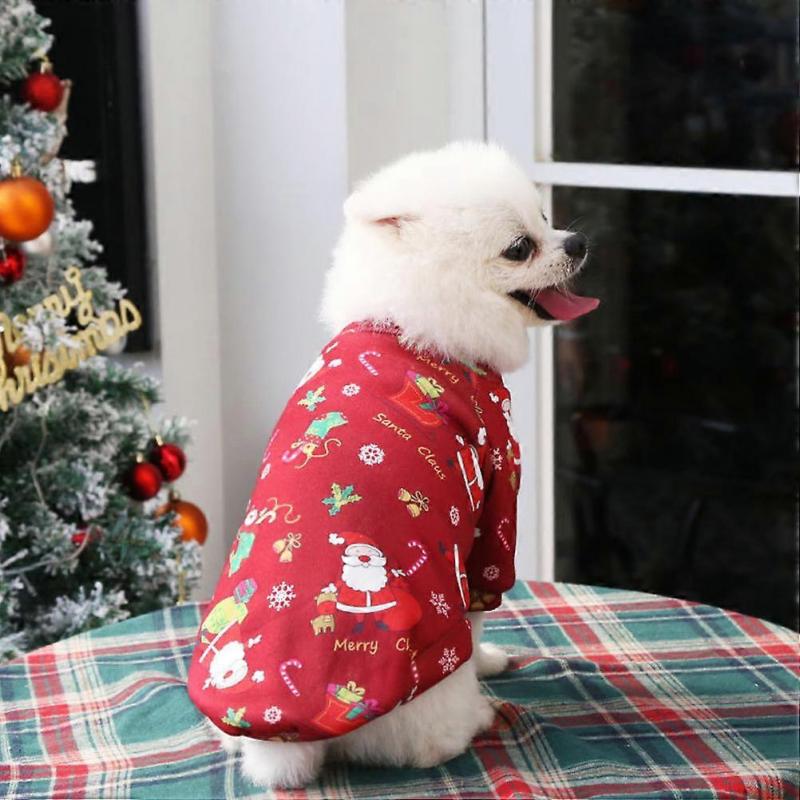 Pet Christmas Costume Dog Cat Printed Apparel for Decoration 2Pcs Set