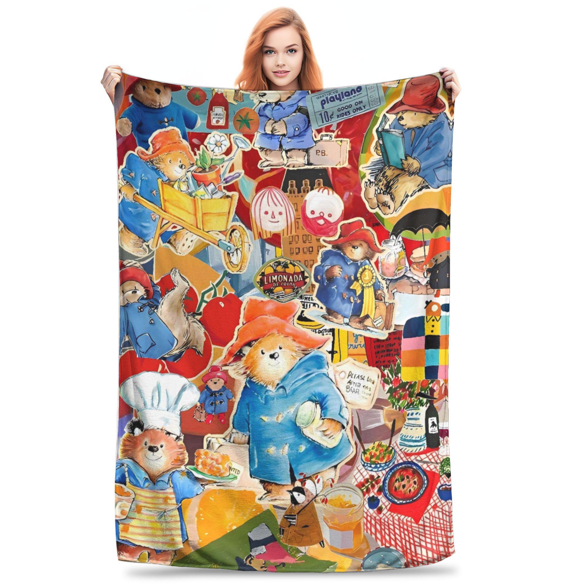 

Paddington Bear Flannel Blanket Autumn Warm Soft Bedding Throws for Girls Boys Outdoor Graphic Bedspread Sofa Bed Cover 75x90cm