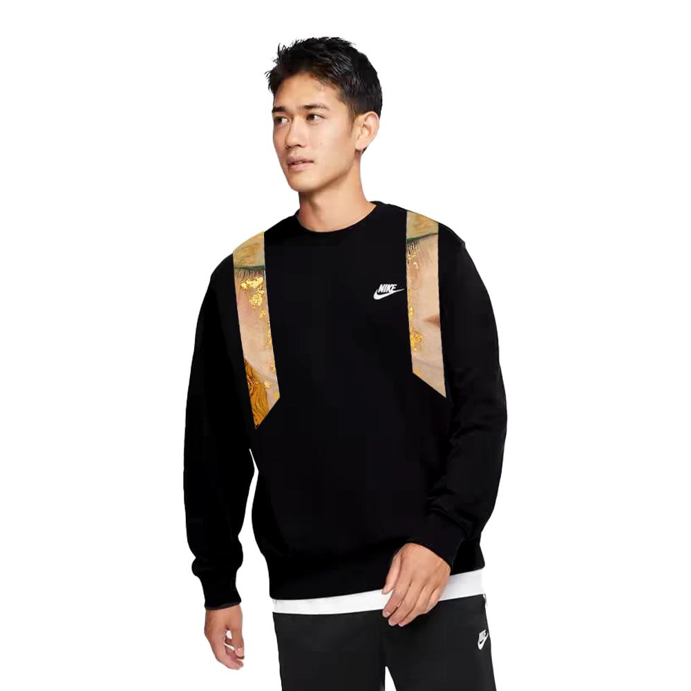 Nike Fashion Original Silk Splicing Design Versatile Letter Logo Round Neck Sweatshirt Unisex Sweatshirt Black BV2667-010(TEAM702-C6)