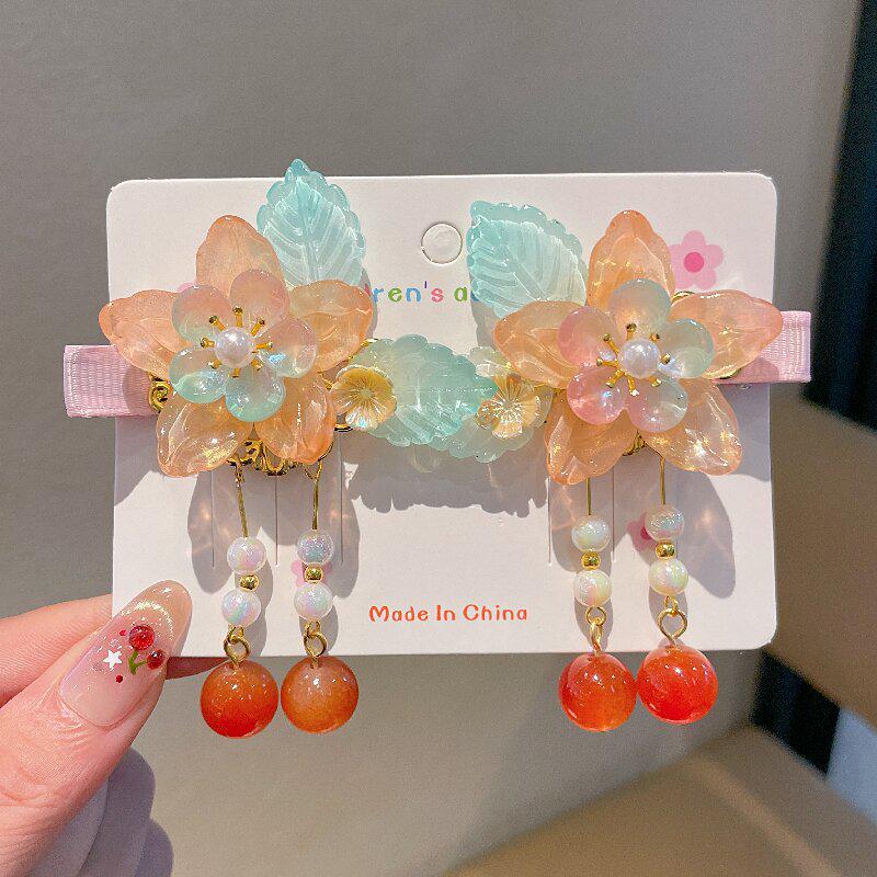 Girls' Hanfu Hair Accessories: Princess Tassels, Flowers & Butterflies Clips