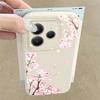 Rosa Pfirsichblüten Blumenmuster Hülle Für Xiaomi 14T 13T 11T Pro Funda Redmi Note 14 13 12 11 Pro 5G 4G Lederstruktur Silikonabdeckung