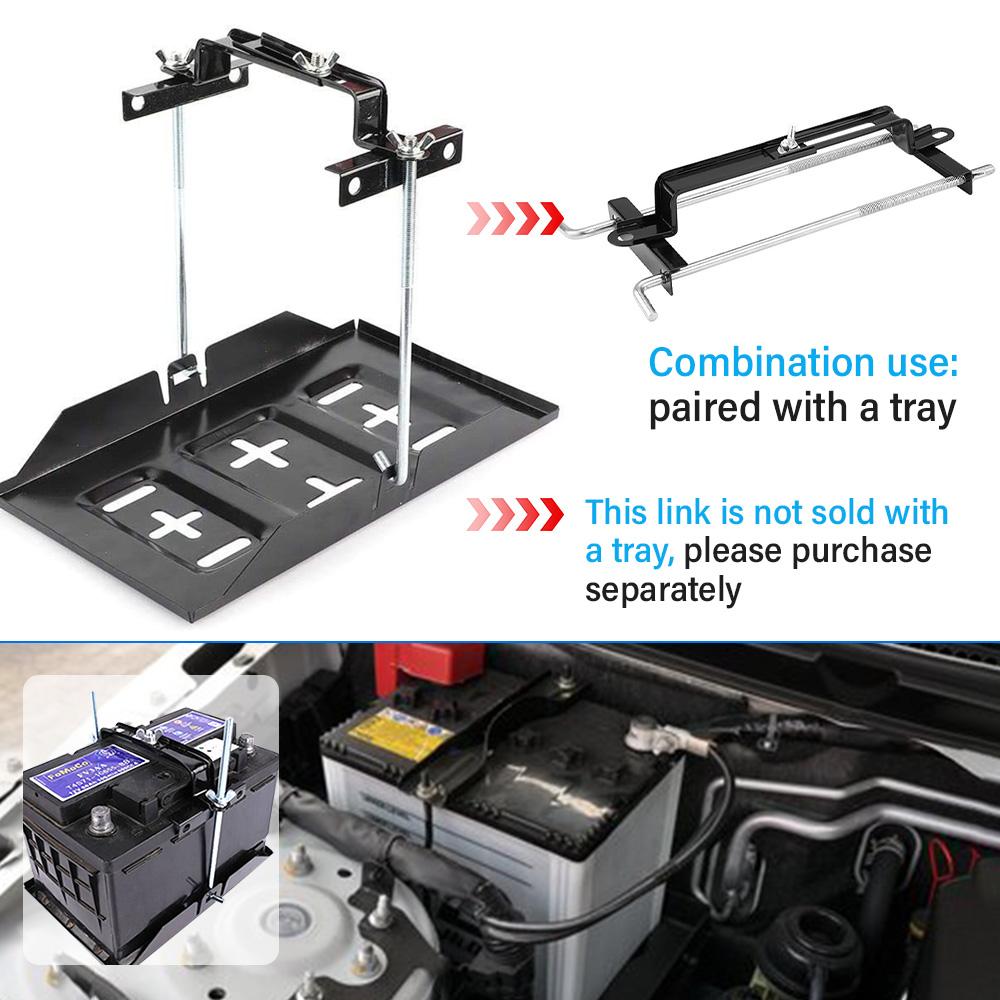 Universal Adjustable Battery Hold Down Crossbar 270mm For Car SUV Truck RV J Bolt Corrosion Resistant Battery Holder 12V