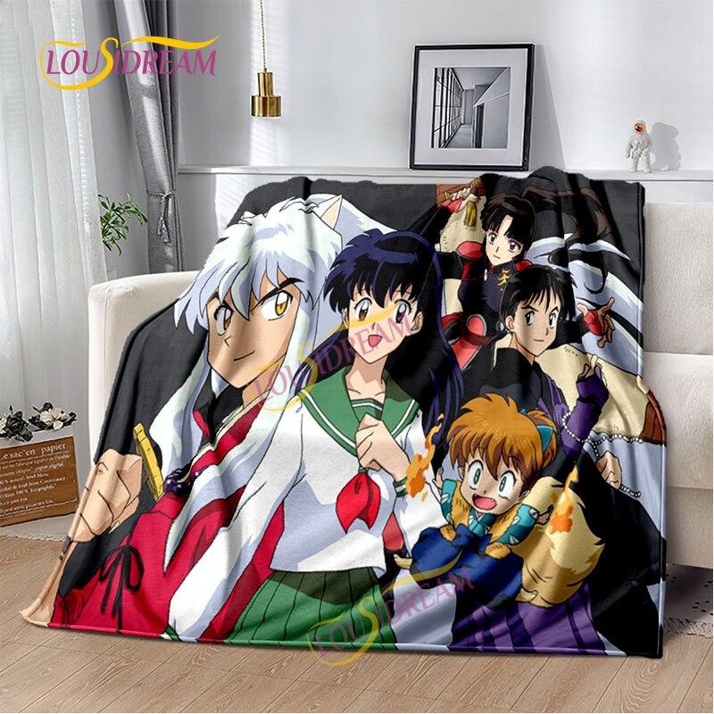 Inuyasha battaniyesi sıcak rahat çocuk battaniyesi karikatür pazen çarşaf kanepe örtüsü yürüyüş yetişkin ofis öğle yemeği molası battaniyesi.