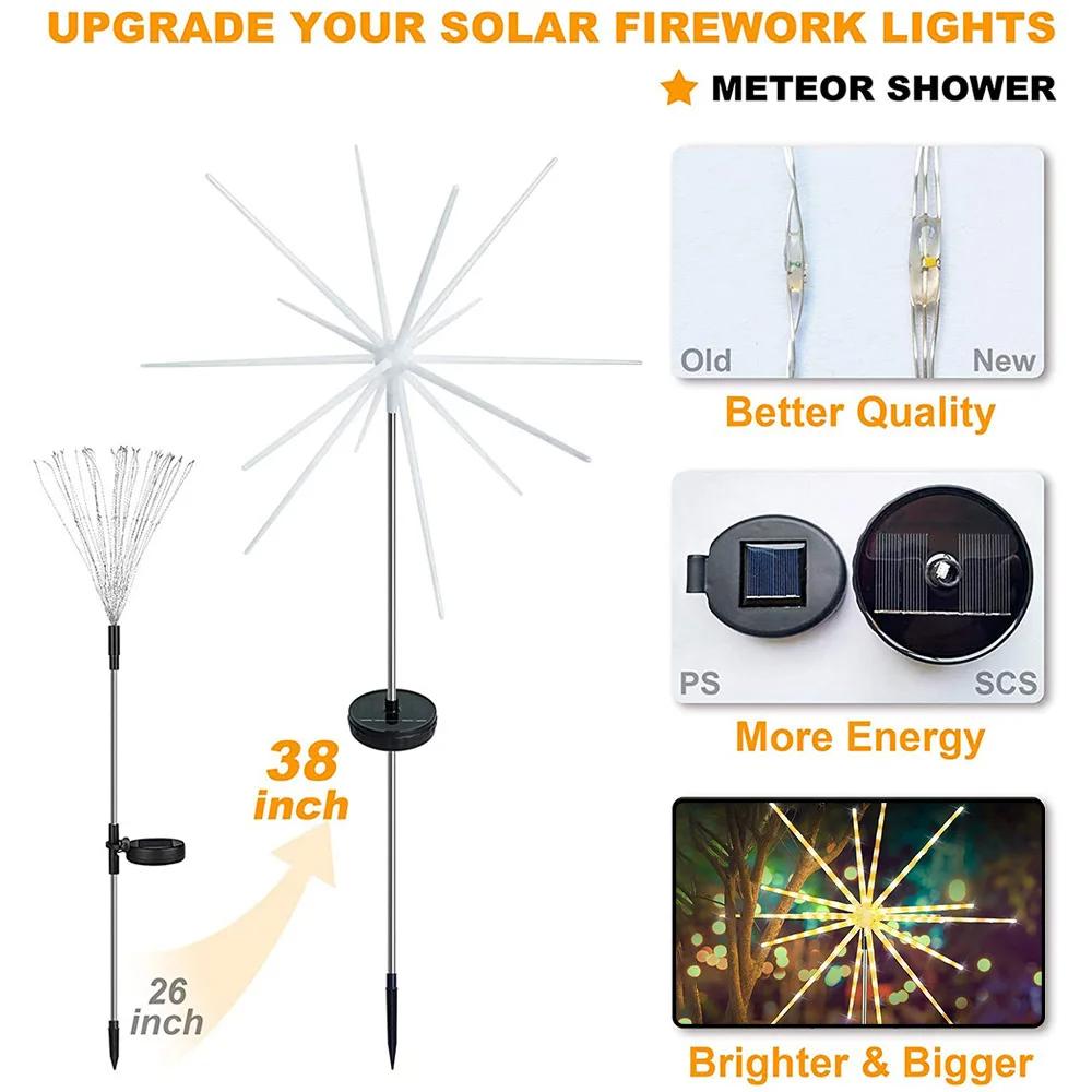 Solar Landscape Lights Outside Waterproof Solar Meteor Showers Light Remote Control Dimmable Timing for Garden Patio Yard Decor