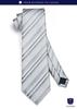 [HISDERN] Wedding Silver Tie Men's Tie Pocket Square Tie Pin Cufflinks 4-Piece Set Stripe Pattern For Weddings, Job Hunting, Entrance Ceremonies,