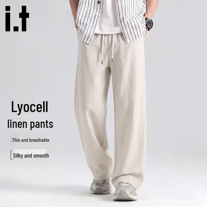 Fingercroxx Men s Lyocell Linen Blend Casual Curved Pants XL