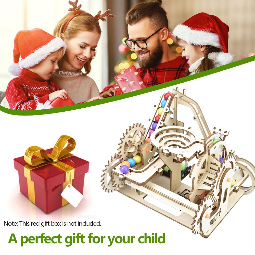 3D Wooden Puzzle Marble Run Set Electric Automatic Roller Coaster Model Building Kits STEAM Educational Toys Kids Adult Gifts
