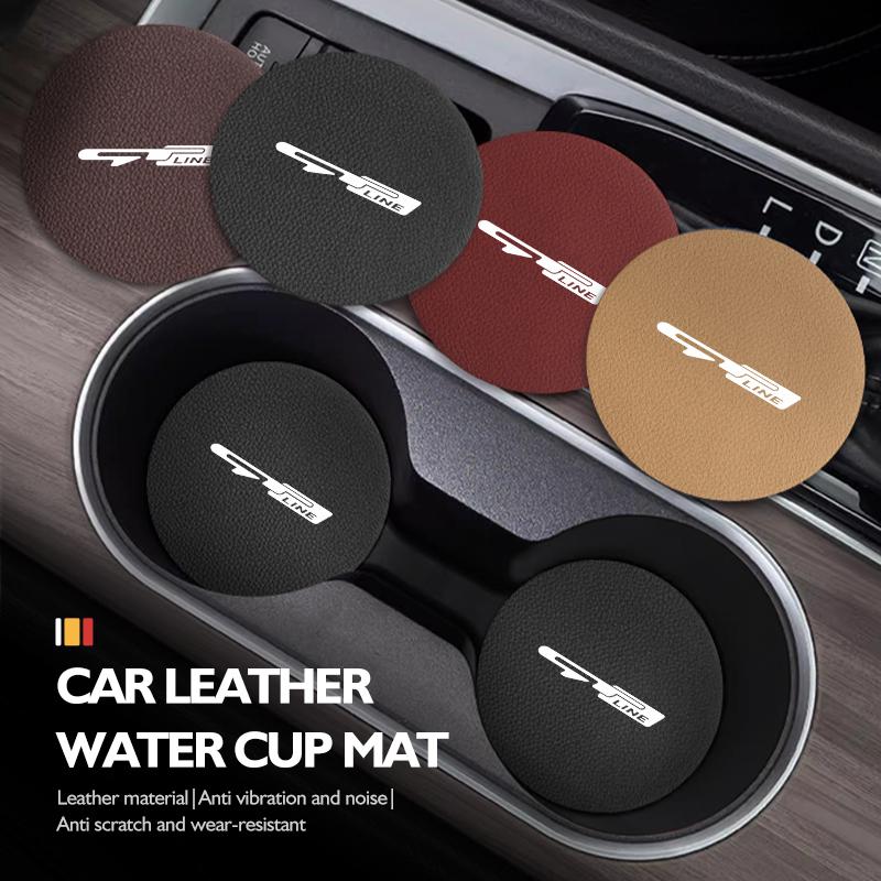2Pcs Leather Anti-Slip Suede Car Water Cup Holder Accessories For KIA gt gtline Xline ceed Forte RIO STINGER Seltos K3 K4 sfylr11