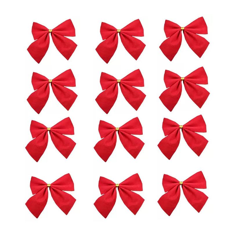 12Pcs Christmas Bows Decoration Gold Red Silver Small Bows for Christmas Tree Mini Bowknot DIY Ornaments Home Decoration 2025