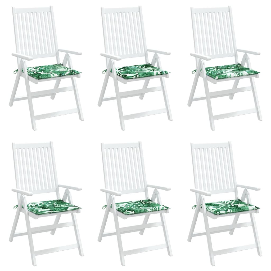 Seat Cushions 6 Pcs Leaf Pattern 50 X 50 X 4 Cm Fabric