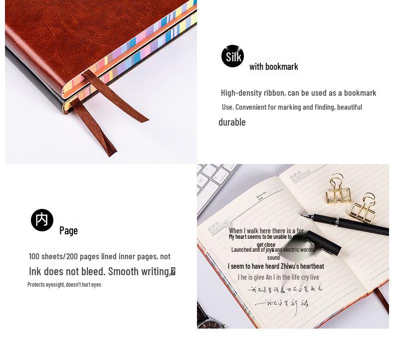 A5 Soft Cover Rainbow Edge Cute Notebook - Custom Color Edge Thick Leather Diary