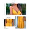 Women's Maxi Dress V-Neck Spaghetti Strap Button Front Tie Waist Tiered Sleeveless Casual Summer Beach Vacation Long Sundress