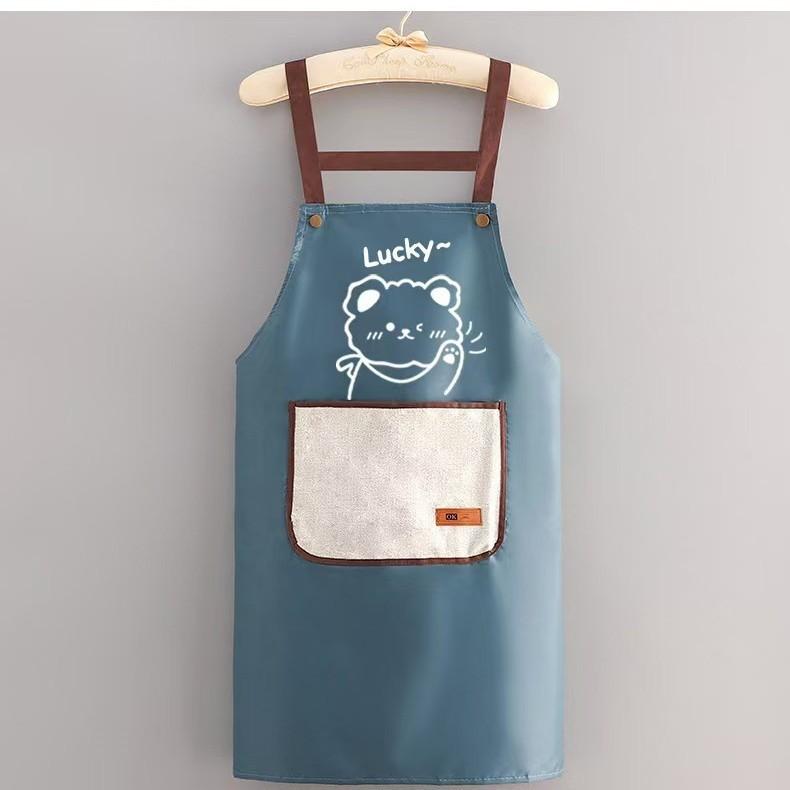 Long Cartoon Waterproof Sleeve Apron Kitchen Oil Resistant Cooking Thickened