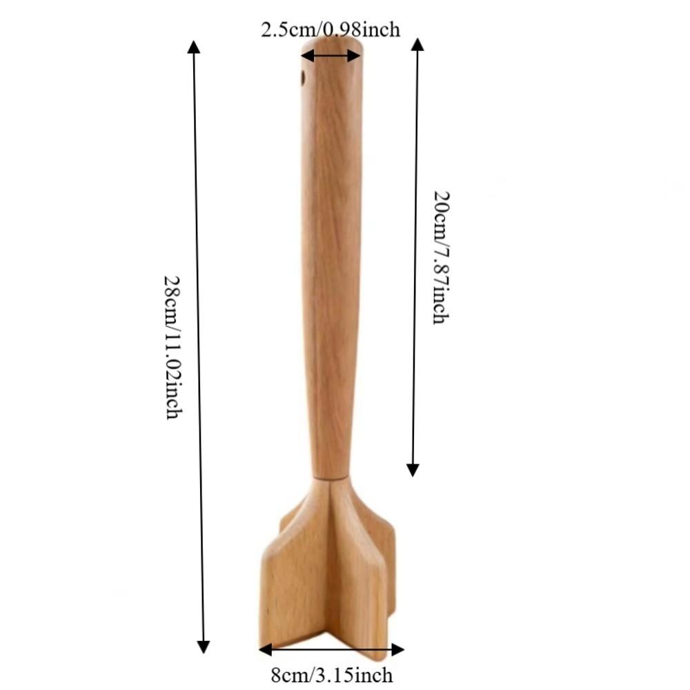 Natural Wood Wooden Ground Beef Masher Durable Potato Crusher Non-Scratch Meat Grinder Cooking